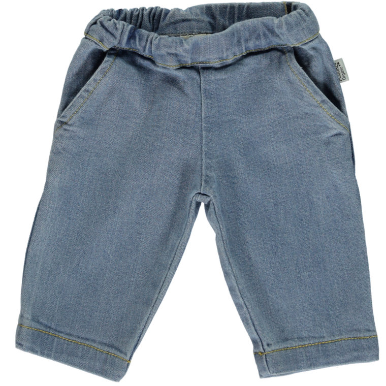 Pantalon Pomelos en denim blue en coton 100% biologique - Sélection Poudre Organic à retrouver sur amaetc.com, concept store eco friendly pour enfants