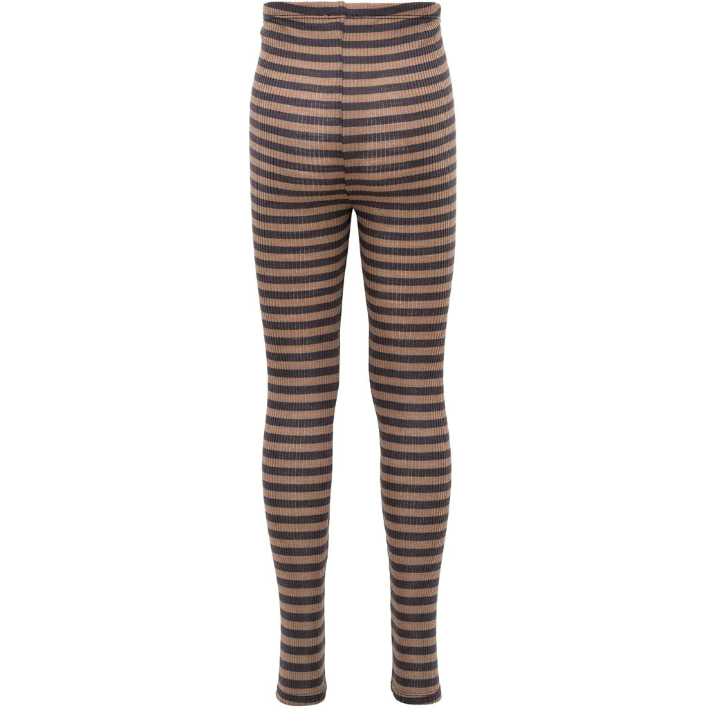 Legging Arona en laine mérinos almost black-nut stripes