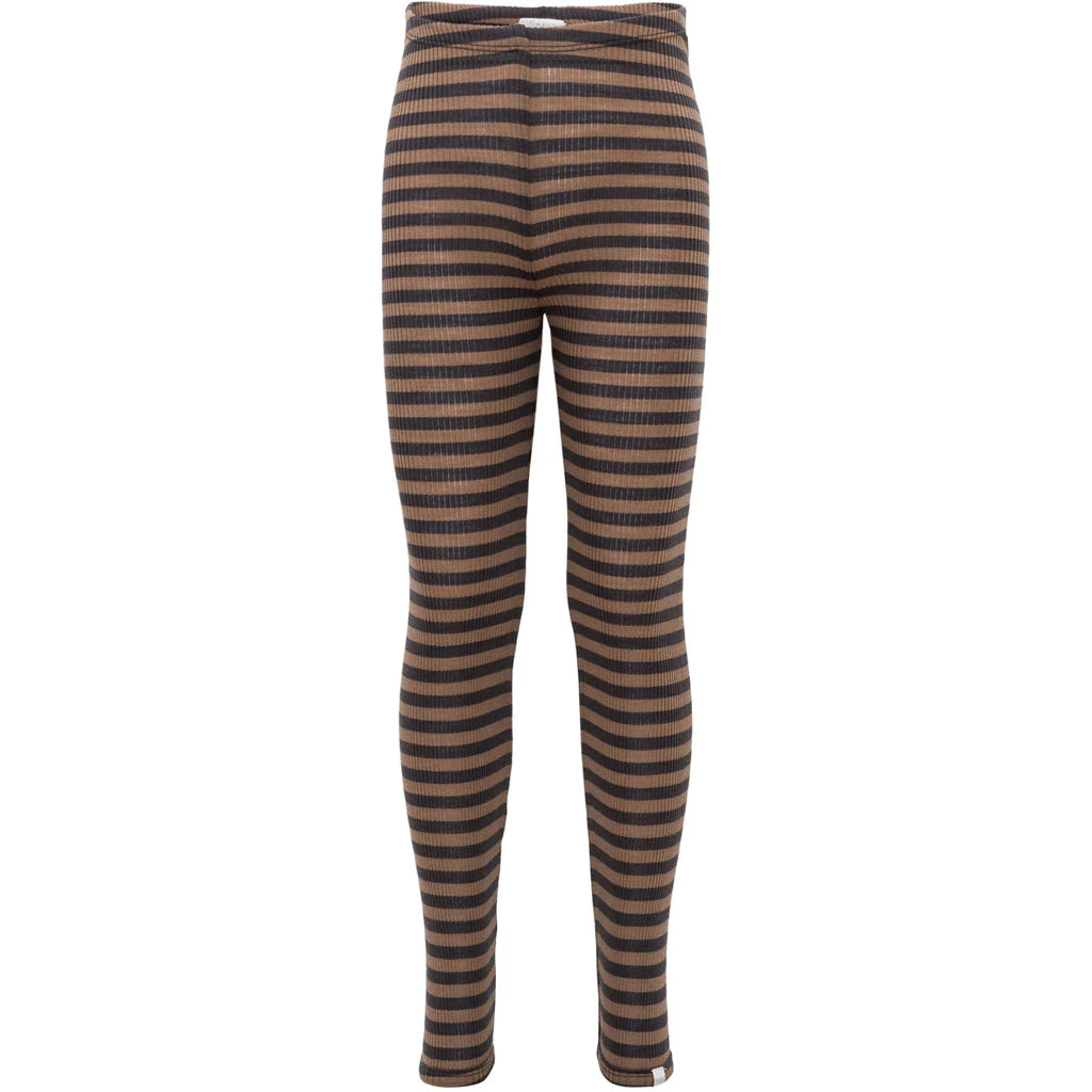 Legging Arona en laine mérinos almost black-nut stripes