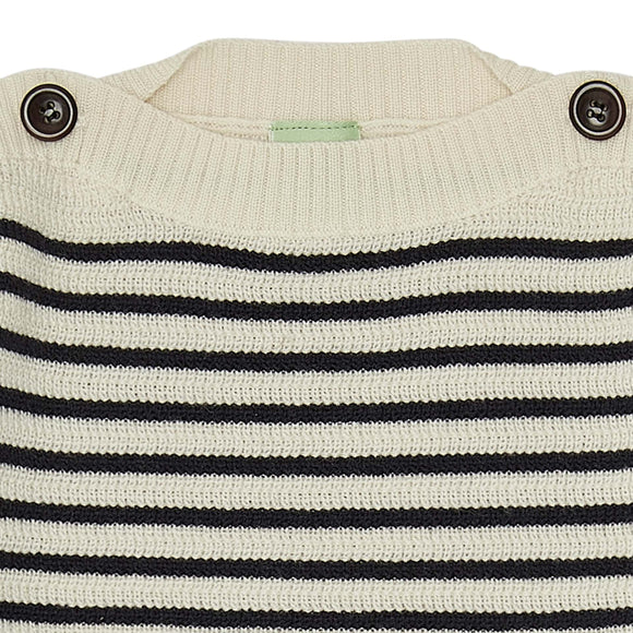Pull écru/dark navy en laine mérinos certifiée OEKO-TEX - Sélection FUB sur amaetc.com, concept store eco friendly pour enfants