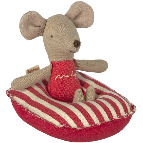 Rubber boat, Small mouse - Red stripe maileg