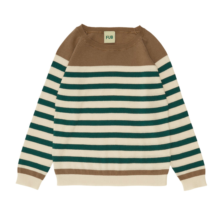 Pull léger coton bio deep green/écru label GOTS - Sélection FUB sur amaetc.com, concept store eco friendly pour enfants