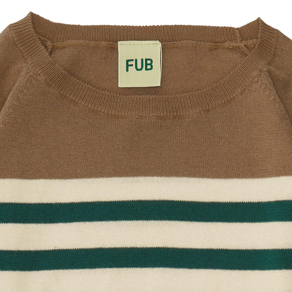 Pull léger coton bio deep green/écru label GOTS - Sélection FUB sur amaetc.com, concept store eco friendly pour enfants