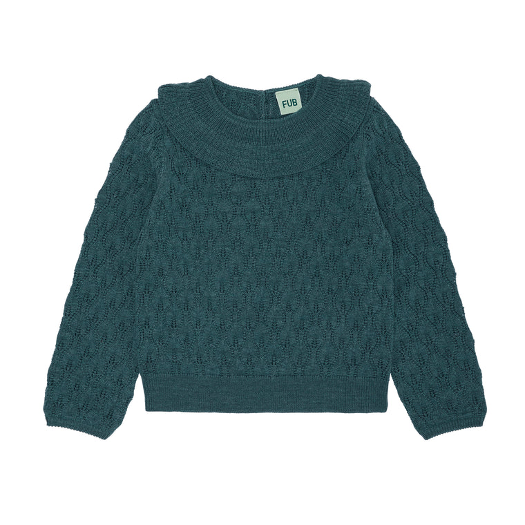 Pull laine fine pointelle émerald en laine mérinos certifiée OEKO-TEX - Sélection FUB sur amaetc.com, concept store eco friendly pour enfants