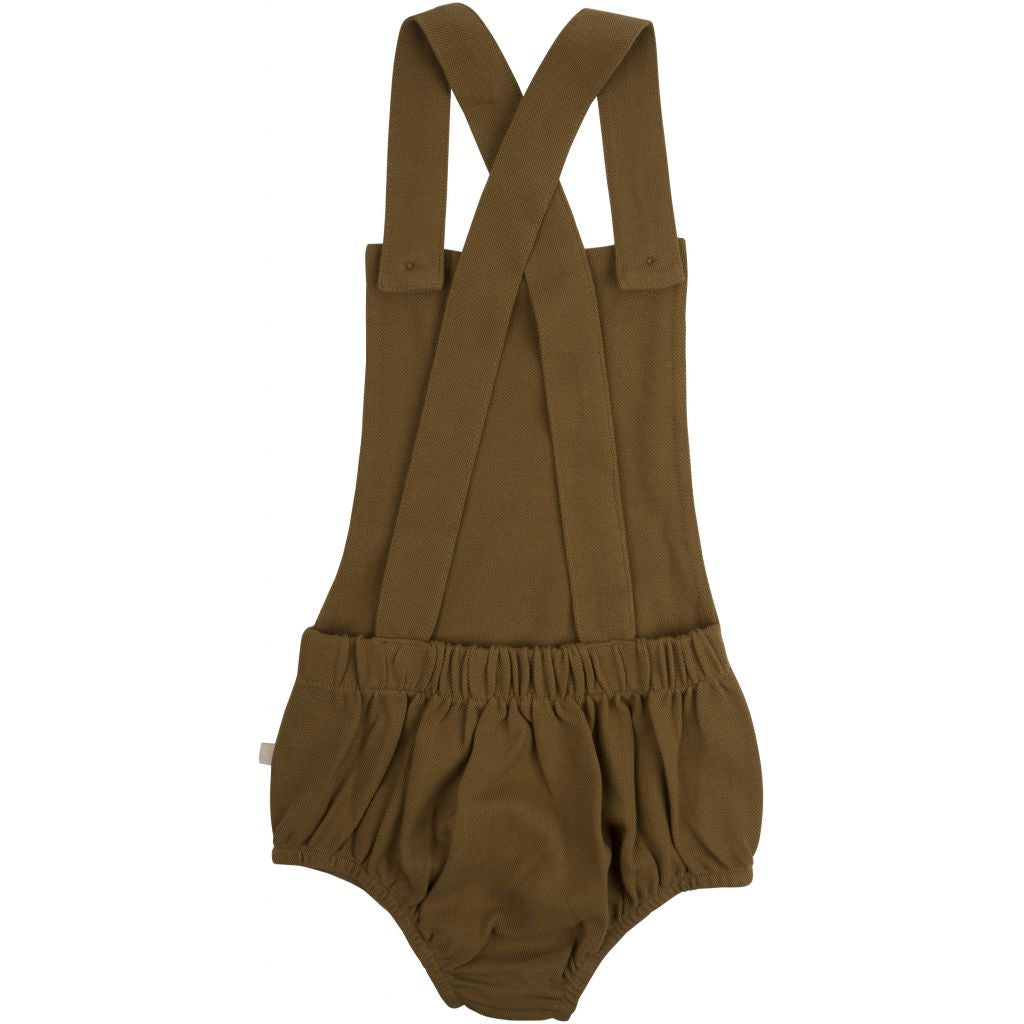 Barboteuse Juhu en piquet de coton bio Nutmeg - Sélection Minimalisma à retrouver sur amaetc.com, concept store eco friendly pour enfants