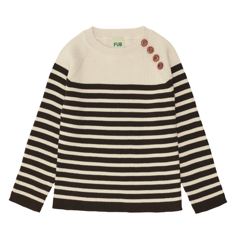 Pull à rayures en coton bio chocolat/écru label GOTS - Sélection FUB sur amaetc.com, concept store eco friendly pour enfants