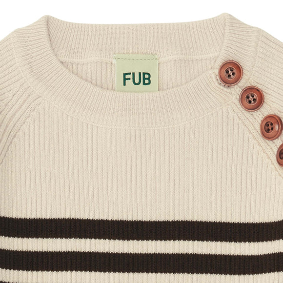 Pull à rayures en coton bio chocolat/écru label GOTS - Sélection FUB sur amaetc.com, concept store eco friendly pour enfants