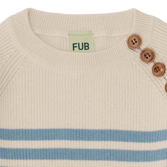 Pull à rayures en coton bio cloudy blue/écru label GOTS - Sélection FUB sur amaetc.com, concept store eco friendly pour enfants