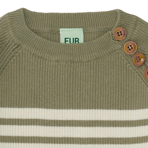 Pull à rayures en coton bio sage/écru label GOTS - Sélection FUB sur amaetc.com, concept store eco friendly pour enfants