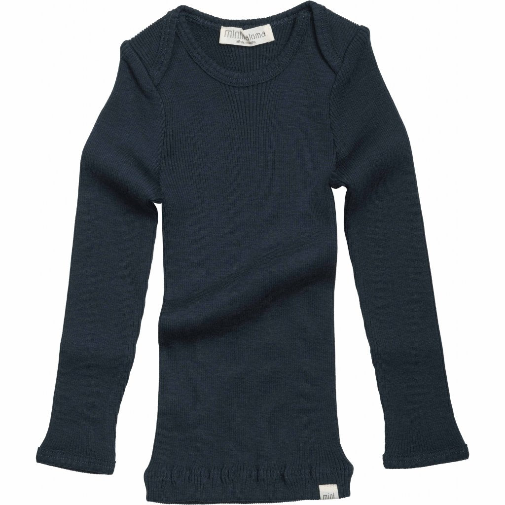 T-shirt Aspen en laine mérinos navy teal - Sélection Minimalisma à retrouver sur amaetc.com, concept store eco friendly pour enfants