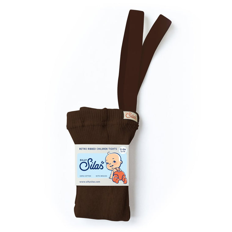 Collants à bretelles côtelés Chocolat en coton biologique - Sélection Silly Silas à retrouver sur amaetc.com, concept store eco friendly pour enfants