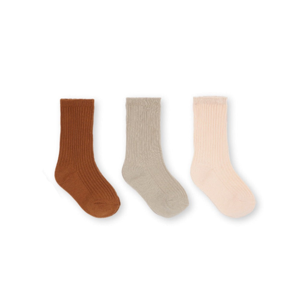 Lot de 3 paires de chaussettes Leather/Pearl/Magnet - Sélection Konges slojd à retrouver sur amaetc.com, concept store eco friendly pour enfants