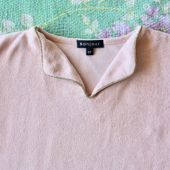T-shirt éponge rose, collection Bonjour "Summer" SS21- Sélection Bonjour à retrouver sur amaetc.com, concept store eco friendly pour enfants