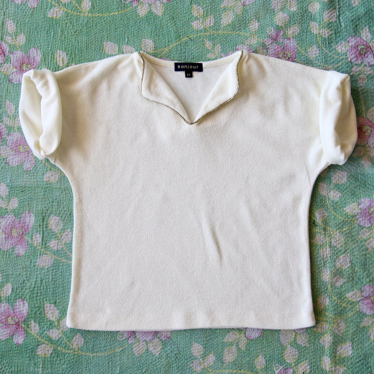T-shirt éponge ivoire, collection Bonjour "Summer" SS21- Sélection Bonjour à retrouver sur amaetc.com, concept store eco friendly pour enfants