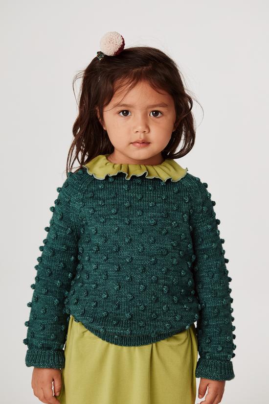 Sweater Popcorn en laine mérinos peacock - Sélection Misha & Puff à retrouver sur www.amaetc.com, concept store eco friendly pour enfants