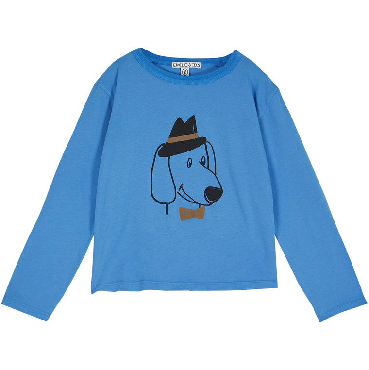 T-shirt bleu "smile dog" - Sélection Emile et Ida à retrouver sur amaetc.com, concept store eco friendly pour enfants