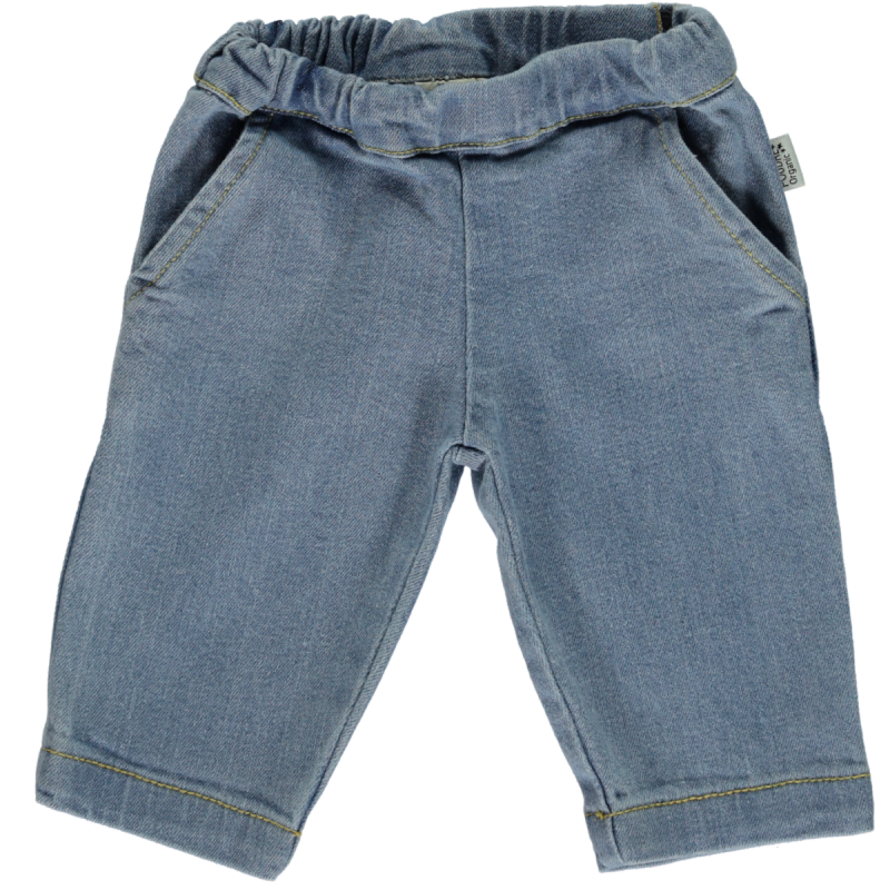 Pantalon Pomelos en denim blue en coton 100% biologique - Sélection Poudre Organic à retrouver sur amaetc.com, concept store eco friendly pour enfants