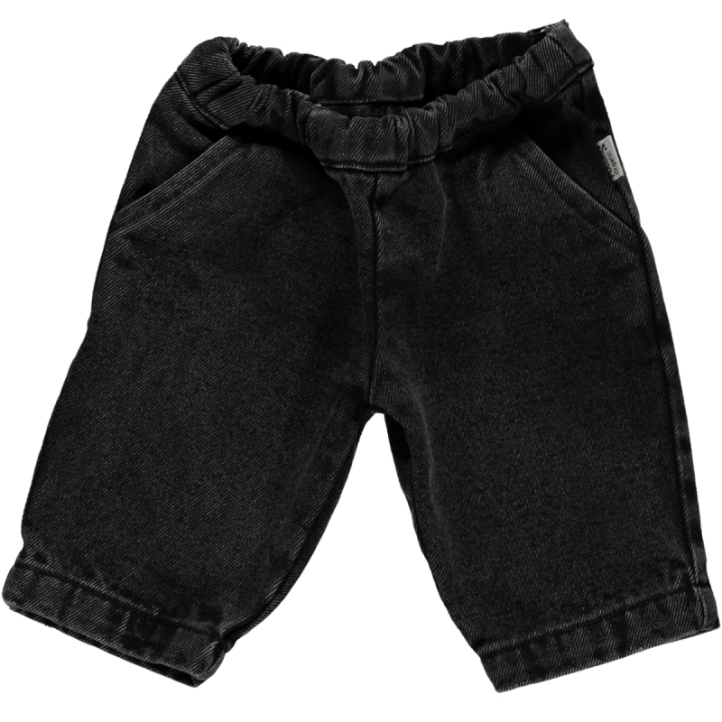 Pantalon Pomelos en denim noir en coton 100% biologique - Sélection Poudre Organic à retrouver sur amaetc.com, concept store eco friendly pour enfants